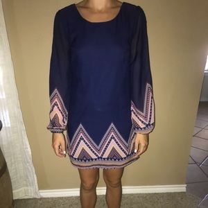 Navy blue with pink design casual dress